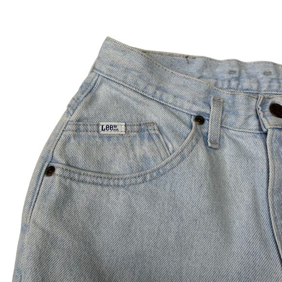 Vintage 90s LEE Light Stonewash High-rise Mom Jeans Taper Leg 7 Petite/ W 26 - Picture 7 of 10